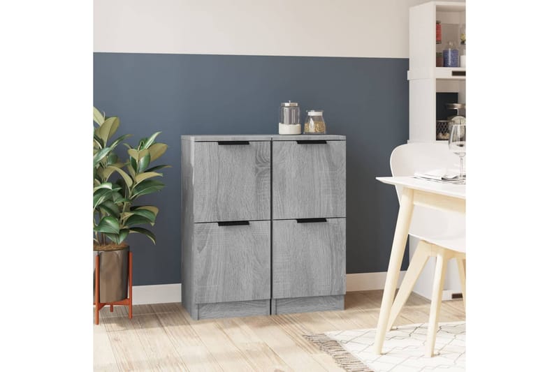 beBasic Skjenker 2 stk grå sonoma 30x30x70 cm konstruert tre - GrÃ¥ - Oppbevaring - Oppbevaringsmøbler - Kommode - Entrekommode