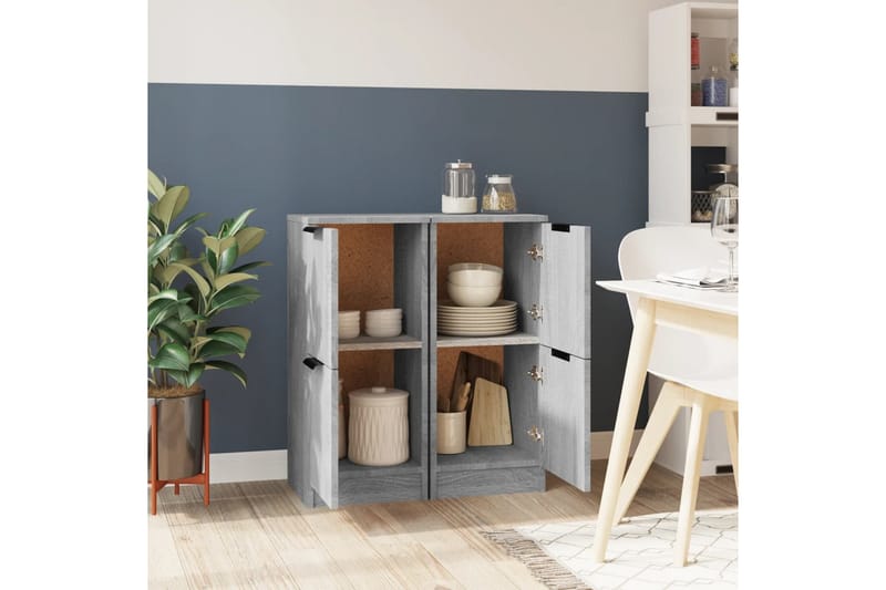 beBasic Skjenker 2 stk grå sonoma 30x30x70 cm konstruert tre - GrÃ¥ - Oppbevaring - Oppbevaringsmøbler - Kommode - Entrekommode