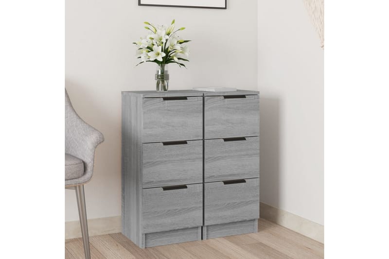 beBasic Skjenker 2 stk grå sonoma 30x30x70 cm konstruert tre - GrÃ¥ - Oppbevaring - Oppbevaringsmøbler - Kommode - Entrekommode