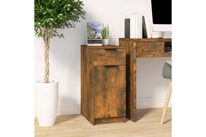 beBasic Skrivebordskap røkt eik 33,5x50x75 cm konstruert tre - Brun - Oppbevaring - Oppbevaringsmøbler - Kommode - Skatoll