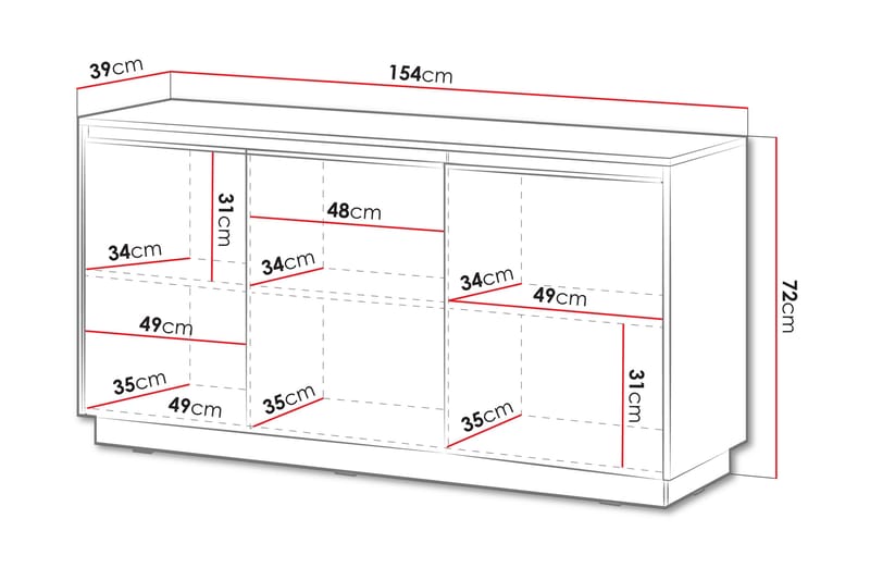 Bolstan Kommode 154 cm - Hvit - Oppbevaring - Oppbevaringsmøbler - Kommode