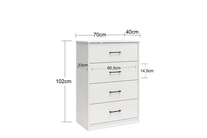 Kommode BrEZ 71x40x102 cm, Blond eik - 71x40x102 cm, Blond eik - Oppbevaring - Oppbevaringsmøbler - Kommode