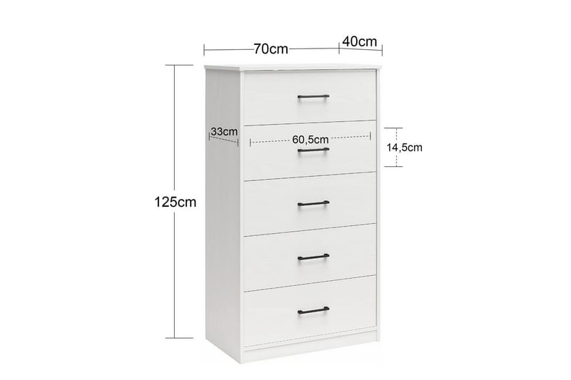 Kommode BrEZ 71x40x126 cm, Svart eik - 71x40x126 cm, Svart eik - Oppbevaring - Oppbevaringsmøbler - Kommode