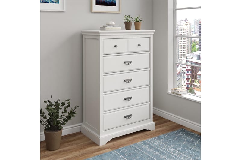Bristol Kommode 88x49 cm 5 Skuffer Hvit - Dorel Home - Oppbevaring - Oppbevaringsmøbler - Kommode - Entrekommode