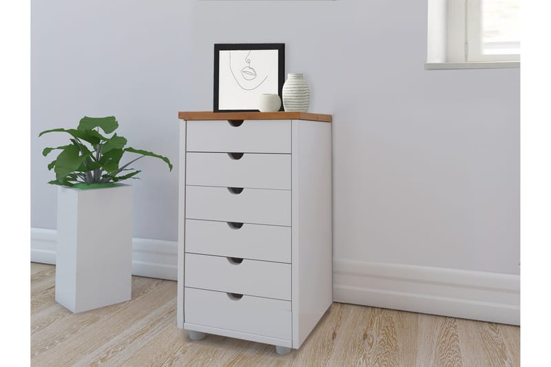 Brottkar Kommode 39x34 cm 6 Skuffer - Hvit - Oppbevaring - Oppbevaringsmøbler - Kommode - Entrekommode