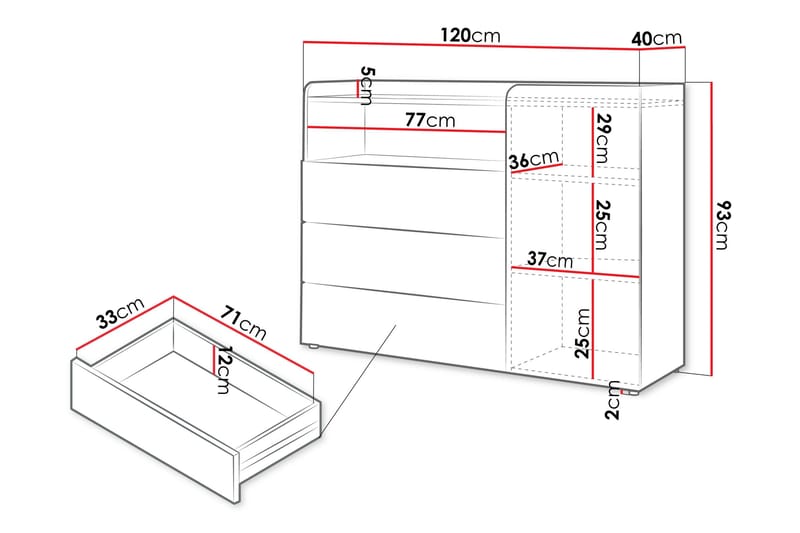 Buhan Kommode 120 cm - Beige / Brun - Oppbevaring - Oppbevaringsmøbler - Kommode