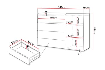 Buhan Kommode 140 cm - Beige / Brun - Oppbevaring - Oppbevaringsmøbler - Kommode