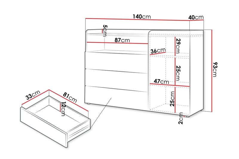 Buhan Kommode 140 cm - Beige / Brun - Oppbevaring - Oppbevaringsmøbler - Kommode