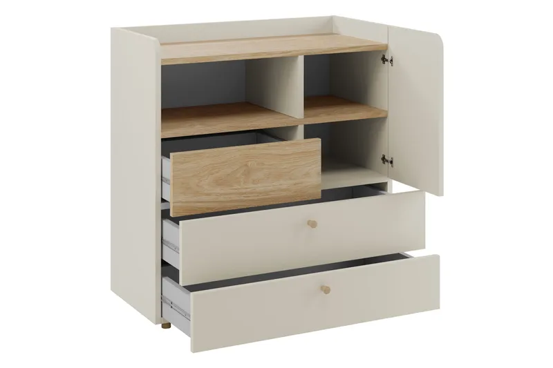 Buhan Kommode 90 cm - Beige / Brun - Oppbevaring - Oppbevaringsmøbler - Kommode - Entrekommode