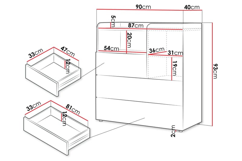 Buhan Kommode 90 cm - Beige / Brun - Oppbevaring - Oppbevaringsmøbler - Kommode - Entrekommode