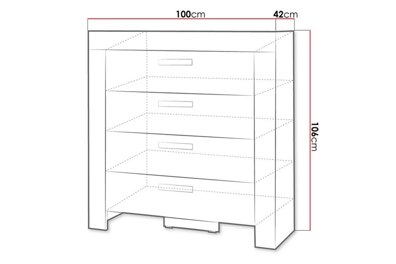 Cezar Kommode 100x42x106 cm - Beige / Grå - Oppbevaring - Oppbevaringsmøbler - Kommode - Entrekommode