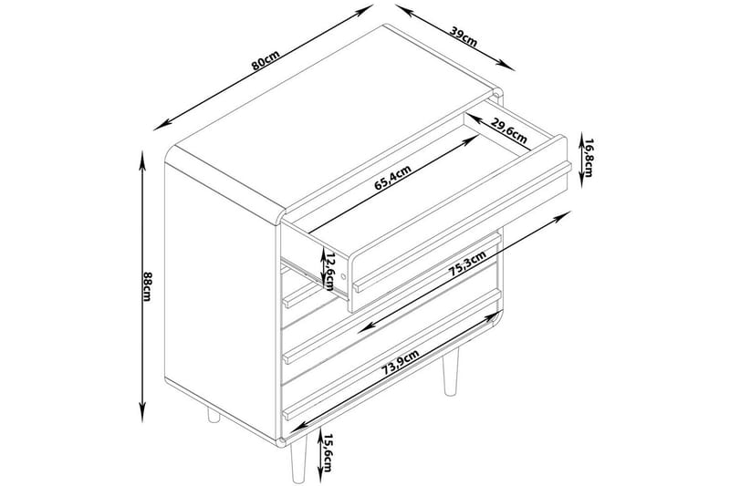 Kommode Chantal Grå - Grå - Oppbevaring - Oppbevaringsmøbler - Kommode - Entrekommode