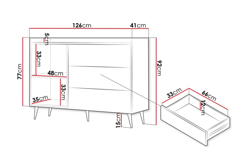 Chiku Kommode 126 cm - Beige - Oppbevaring - Oppbevaringsmøbler - Kommode
