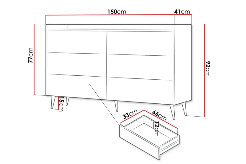 Chiku Kommode 150 cm - Beige - Oppbevaring - Oppbevaringsmøbler - Kommode