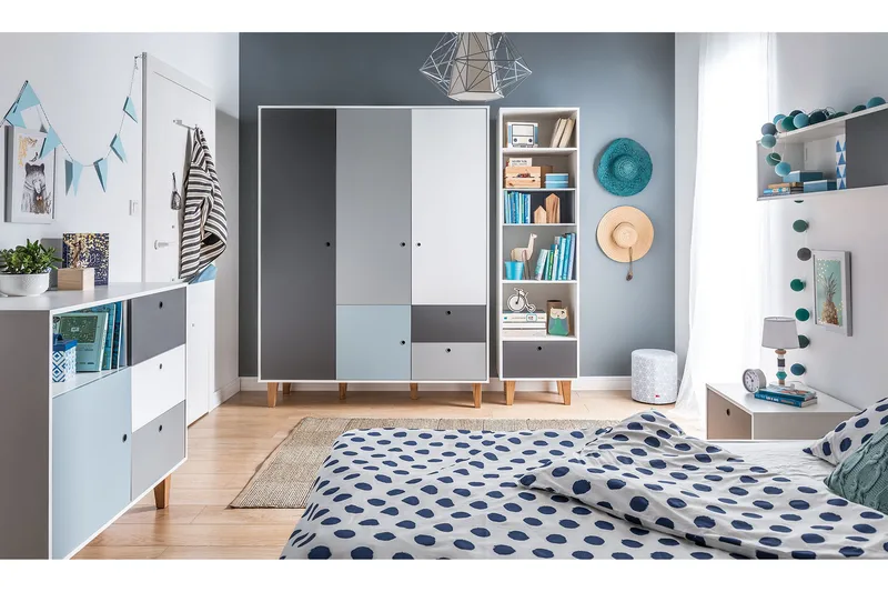 Concept Kommode Hvit / Mørkegrå / Blå - VOX - Oppbevaring - Oppbevaringsmøbler - Kommode