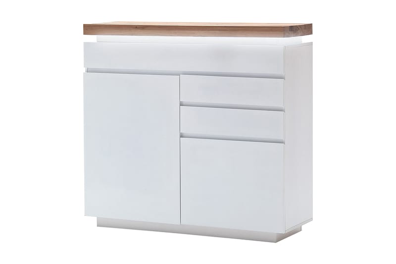 Corbett Kommode 120 cm 2 Dører 3 Skuffer - Oljet Eik/Matt Hvit - Oppbevaring - Oppbevaringsmøbler - Kommode