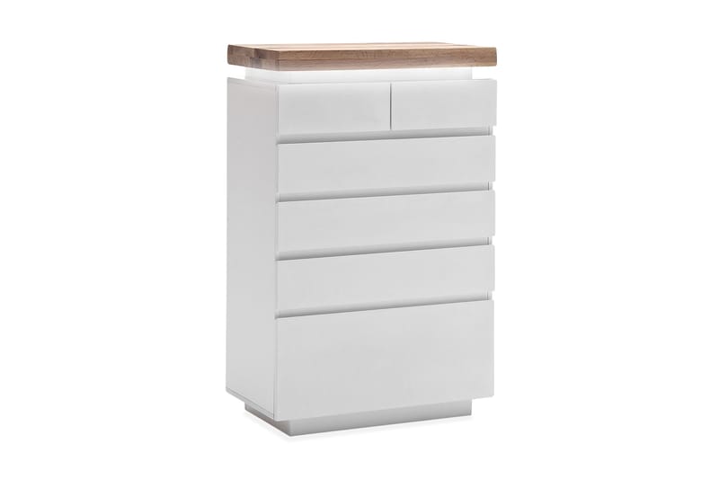 Corbett Kommode 73 cm 4 Stora + 2 Små Skuffer - Oljet Eik/Matt Hvit - Oppbevaring - Oppbevaringsmøbler - Kommode