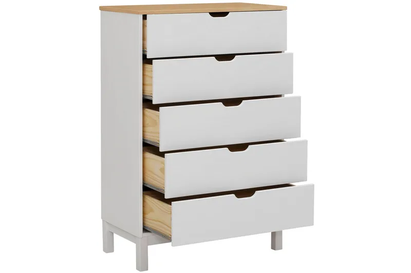 Crotone Kommode 76x39 cm 5 Skuffer - Hvit - Oppbevaring - Oppbevaringsmøbler - Kommode - Entrekommode