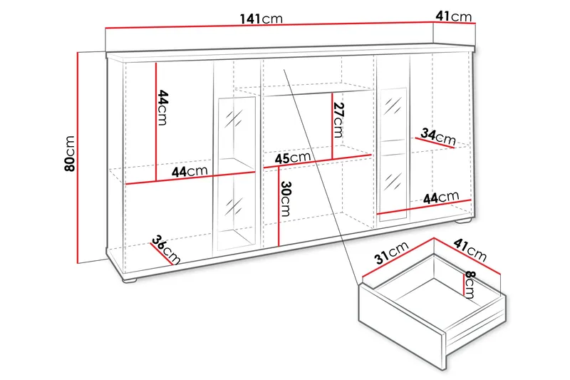 Deardorf Komoda 140 cm - Tre/natur/Hvit - Oppbevaring - Oppbevaringsmøbler - Kommode - Entrekommode