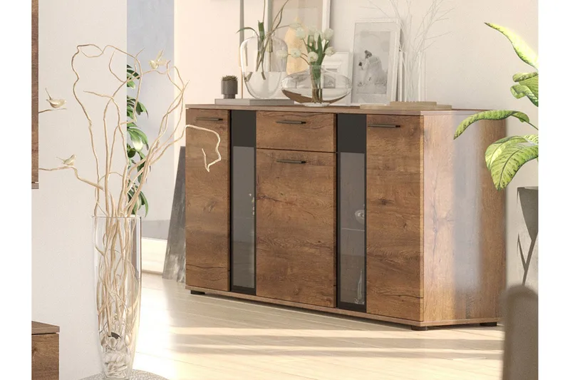 Deardorf Komoda + LED 140 cm - Tre/natur - Oppbevaring - Oppbevaringsmøbler - Kommode - Entrekommode