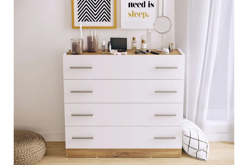 Dentro Kommode 100x40x90 cm - Beige / Hvit - Oppbevaring - Oppbevaringsmøbler - Kommode - Entrekommode