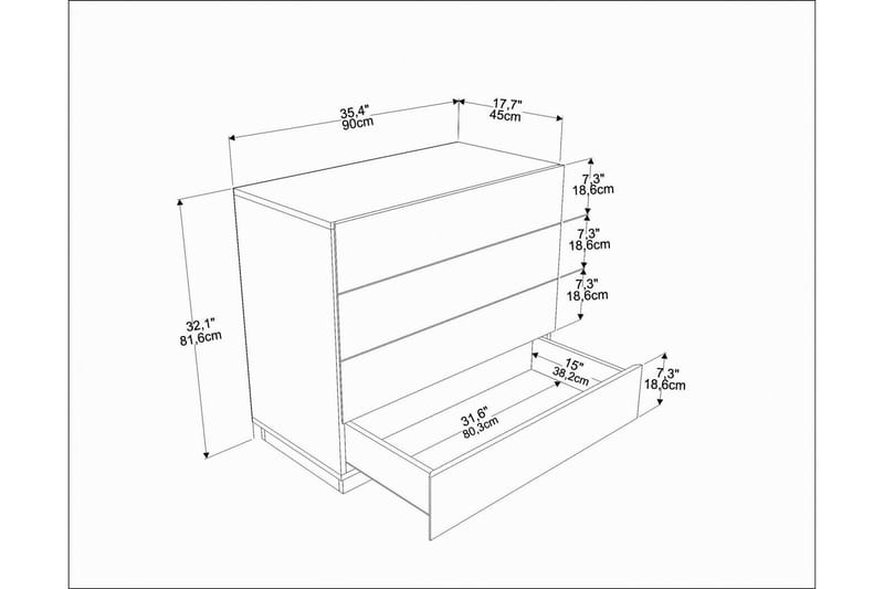 Desgrar Kommode 90x81,6 cm - Brun - Gangoppbevaring - Entrekommode - Kommode