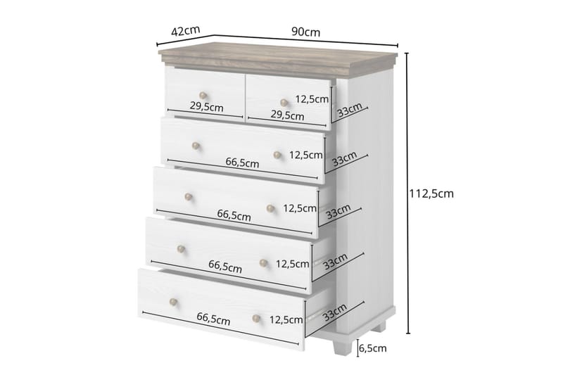 Doade kommode 90x42x112,5 cm - Askegrå/Natur - Gangoppbevaring - Entrekommode - Kommode