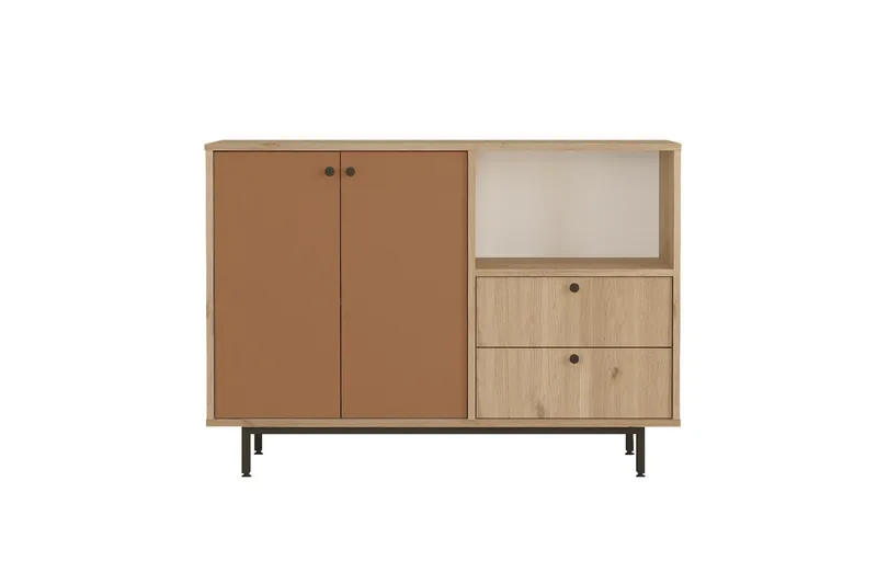 Donae Kommode 120 cm - Eik/Rød - Oppbevaring - Oppbevaringsmøbler - Kommode