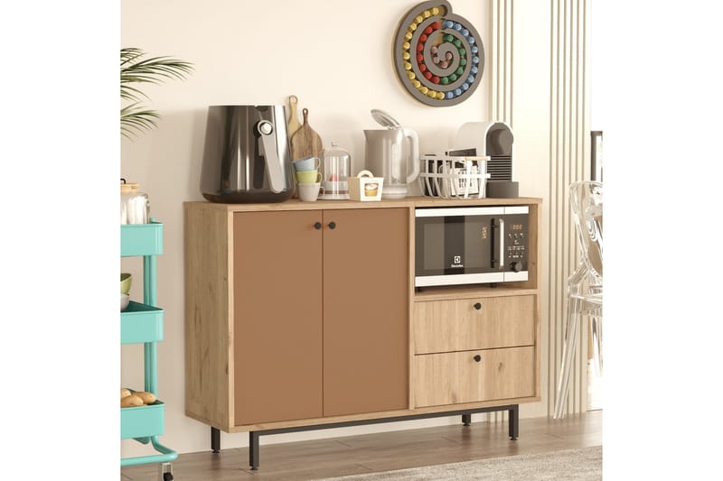 Donae Kommode 120 cm - Eik/Rød - Oppbevaring - Oppbevaringsmøbler - Kommode