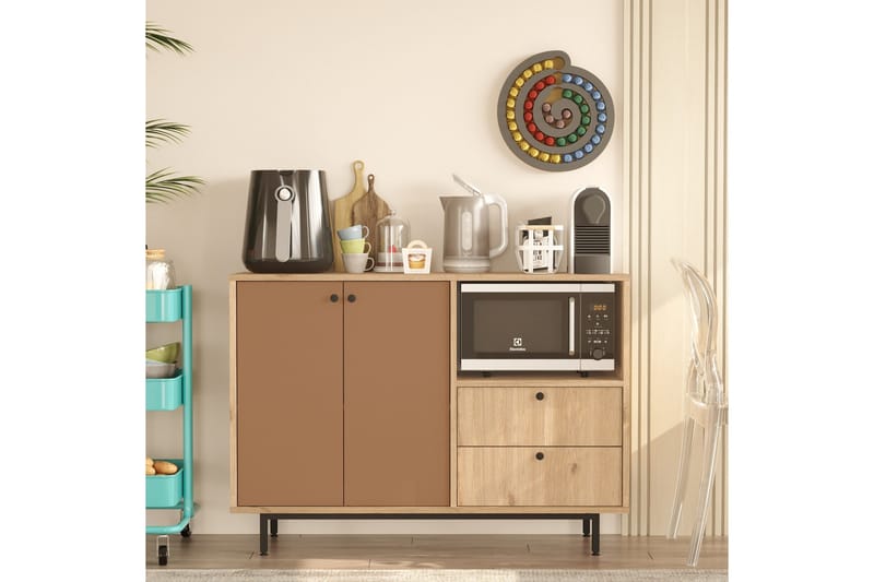 Donae Kommode 120 cm - Eik/Rød - Oppbevaring - Oppbevaringsmøbler - Kommode