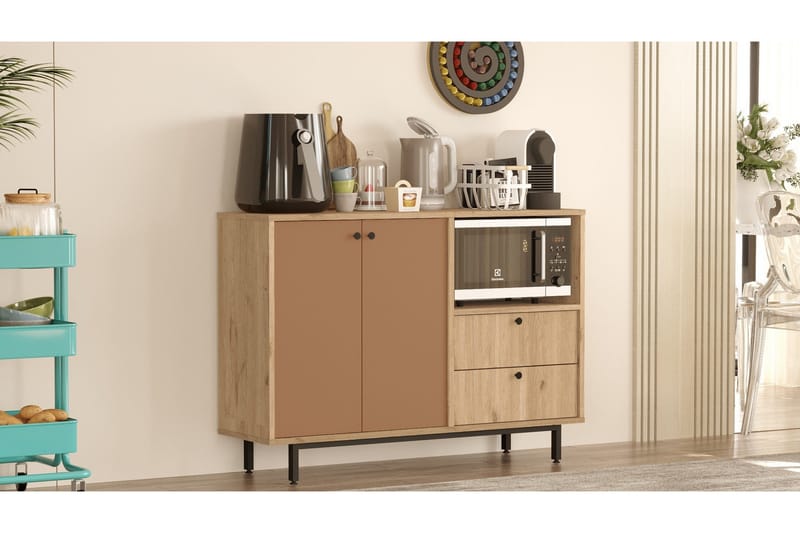 Donae Kommode 120 cm - Eik/Rød - Oppbevaring - Oppbevaringsmøbler - Kommode