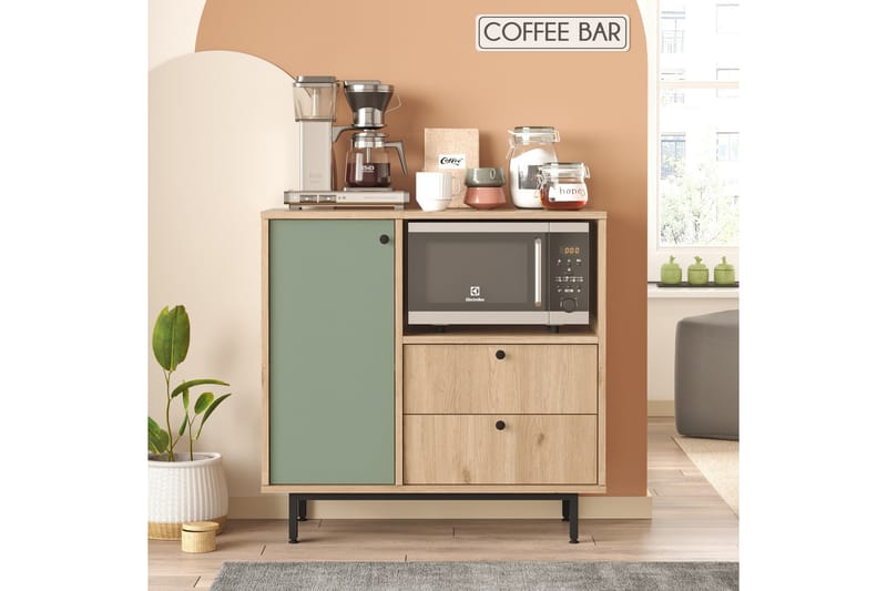 Donae Kommode 88 cm - Eik/Grønn - Oppbevaring - Oppbevaringsmøbler - Kommode - Entrekommode