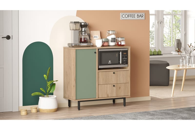 Donae Kommode 88 cm - Eik/Grønn - Oppbevaring - Oppbevaringsmøbler - Kommode - Entrekommode