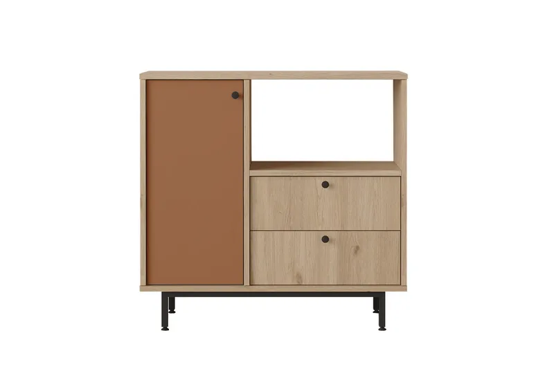 Donae Kommode 88 cm, Eik/Rød