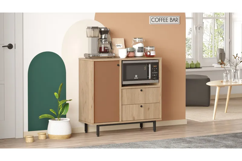 Donae Kommode 88 cm - Eik/Rød - Oppbevaring - Oppbevaringsmøbler - Kommode - Entrekommode