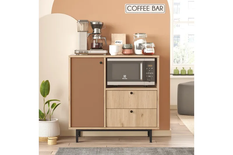 Donae Kommode 88 cm - Eik/Rød - Oppbevaring - Oppbevaringsmøbler - Kommode - Entrekommode