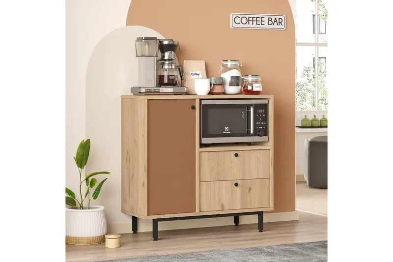 Donae Kommode 88 cm - Eik/Rød - Oppbevaring - Oppbevaringsmøbler - Kommode - Entrekommode