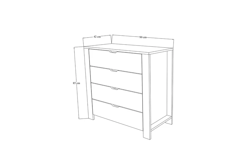 Durusu Kommode 90 cm - Hvit - Oppbevaring - Oppbevaringsmøbler - Kommode - Entrekommode