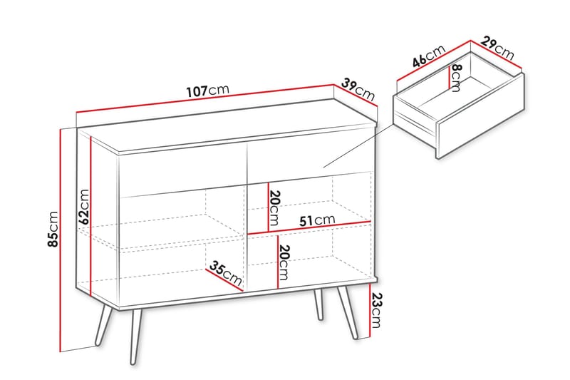 Edson Kommode 107 cm - Hvit - Oppbevaring - Oppbevaringsmøbler - Kommode