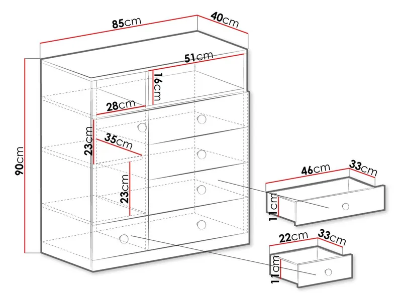 Elvaren Skjenk 85 cm - Oppbevaring - Oppbevaringsmøbler - Kommode - Entrekommode