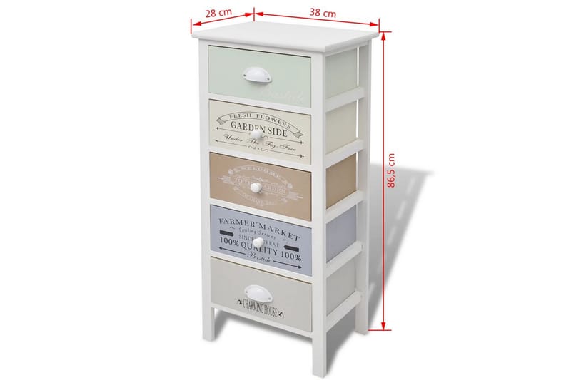 Fransk oppbevaringsskap 5 skuffer tre - Multi - Oppbevaring - Oppbevaringsmøbler - Kommode - Entrekommode