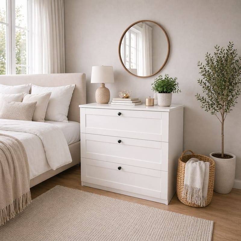 Kommode Hanah Home Lucas (80 x 7,5 x 42,5 cm) Hvit - Hvit - Oppbevaring - Oppbevaringsmøbler - Kommode - Entrekommode