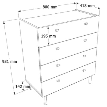 Kommode Hanah Home Luke (80 x 93,1 x 41,8 cm) Hvit - Hvit - Oppbevaring - Oppbevaringsmøbler - Kommode - Entrekommode
