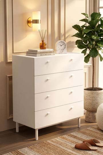 Kommode Hanah Home Luke (80 x 93,1 x 41,8 cm) Hvit - Hvit - Oppbevaring - Oppbevaringsmøbler - Kommode - Entrekommode