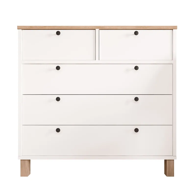 Kommode Hanah Home Nord (90 x 85,2 x 40 cm) Hvit eik, Hvit og eik