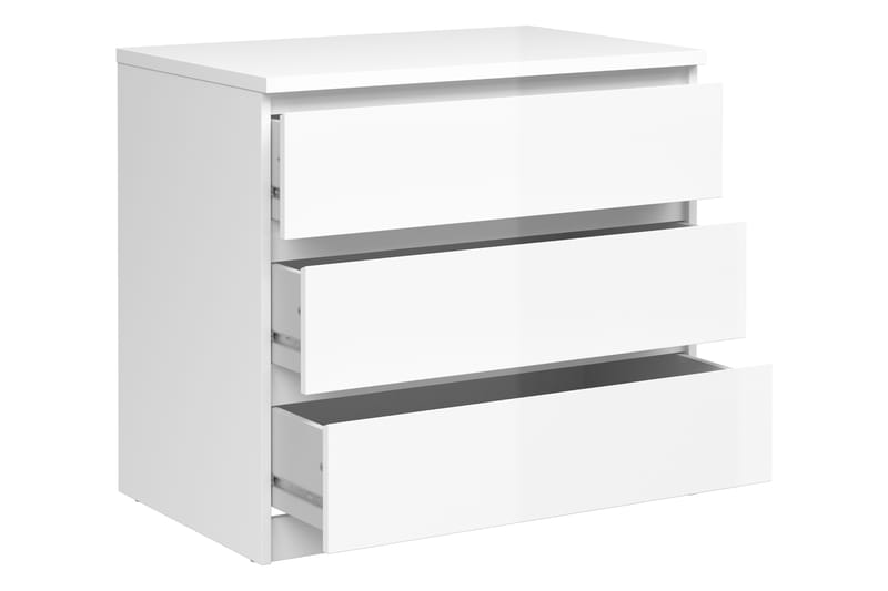 Naia Kommode 77 cm 3 Skuffer - Hvit/Høyglans - Oppbevaring - Oppbevaringsmøbler - Kommode - Entrekommode