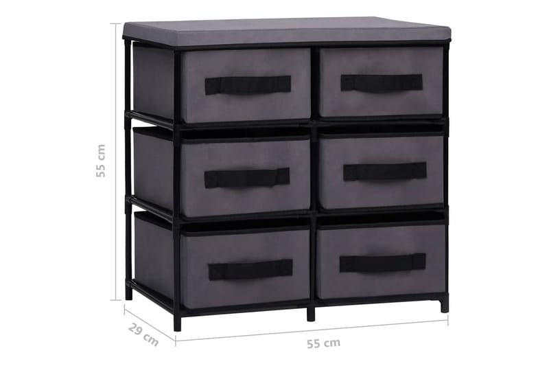 Oppbevaringsskap med 6 skuffer 55x29x55 cm grå stål - Oppbevaring - Gangoppbevaring