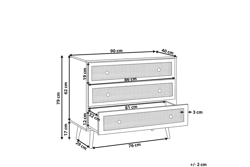 Skjenk rotting lysebrun PONCA - Tre/natur - Oppbevaring - Oppbevaringsmøbler - Kommode - Entrekommode