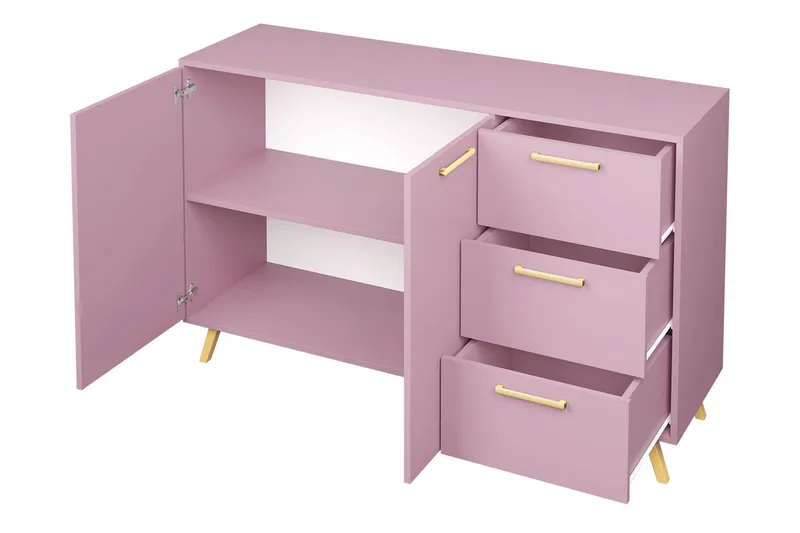 Escaldes Kommode 138,5 cm - Lilla/Gull - Oppbevaring - Oppbevaringsmøbler - Kommode - Entrekommode