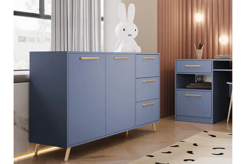 Escaldes Kommode 41x139 cm - Blå/Gull - Oppbevaring - Oppbevaringsmøbler - Kommode - Entrekommode